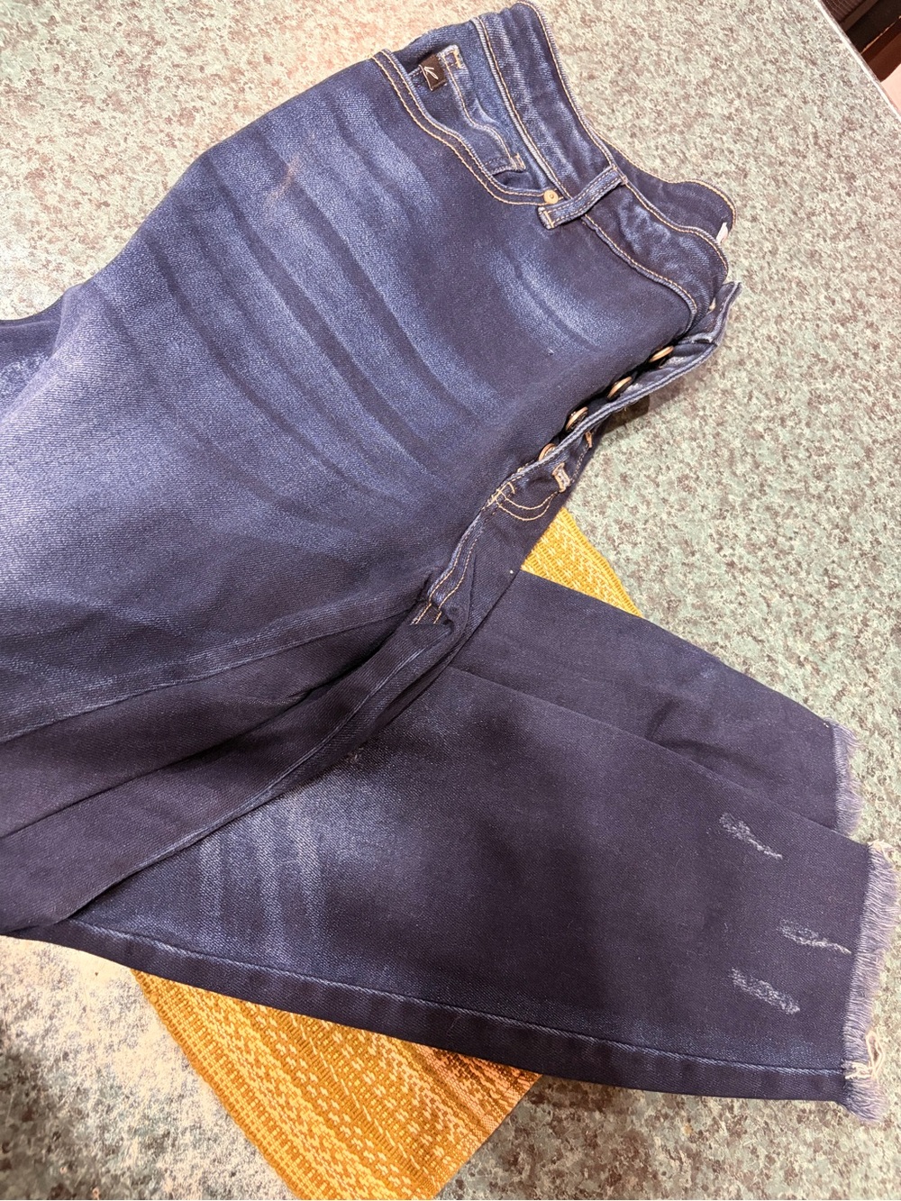 KanCan Dark Blue High-Rise Cropped Jeans with Button-Fly